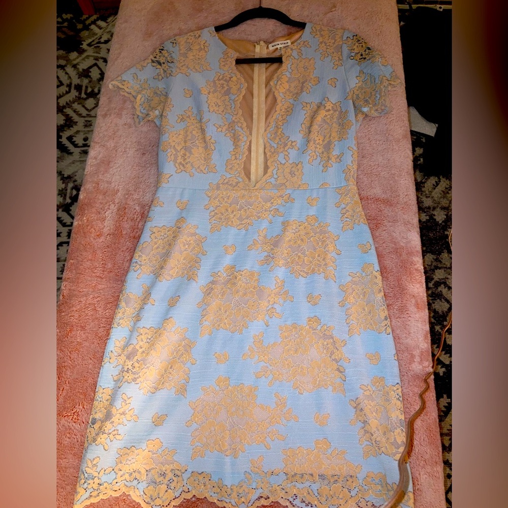 Lace super plunge mini dress